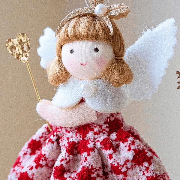 Handmade Angel with Round Hat & Handmade Angel with Checkered Skirt