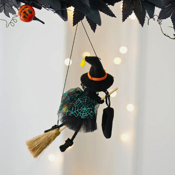 Broomstick Spiderweb Halloween Witch Angels