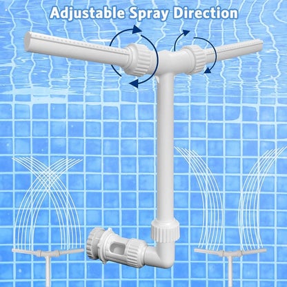 Solar Pool Fountain with Lights Dual Arc - Above/Inground Pool Fountain Lights with Remote Control