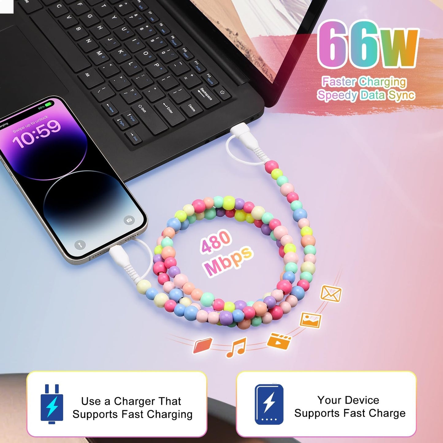 🎁BUY 1 GET 1 FREE🔥4-in-1 Beaded Charging Cord&fast charging cable 66W