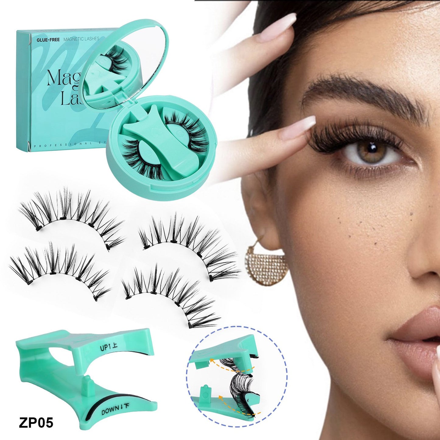 Reusable Magnetic Eyelashes with Applicator
