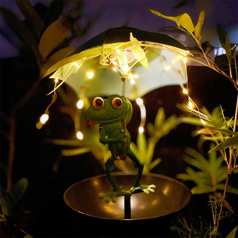 🏆Flash Sale⚡ 50K+ SOLD! Almost Gone-💥Solar-Powered LED Animal Umbrella Light with Bird Feeder(Frog/Bee/Flamingo)