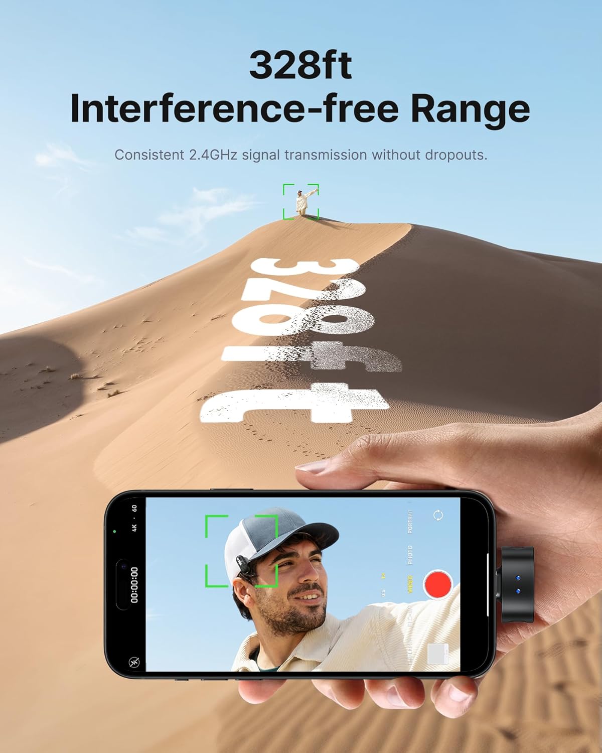 Magic Wireless Mini Microphones for iPhone/Android, 4 Form-in-1 Mic, 7g Lightweight, AI Noise Reduction, 48kHz/24bit, APP Control, 328ft Range, Microphone for Recording