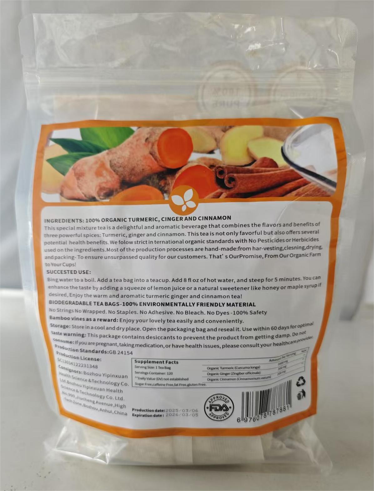 π100% Natural Turmeric Ginger Cinnamon Tea