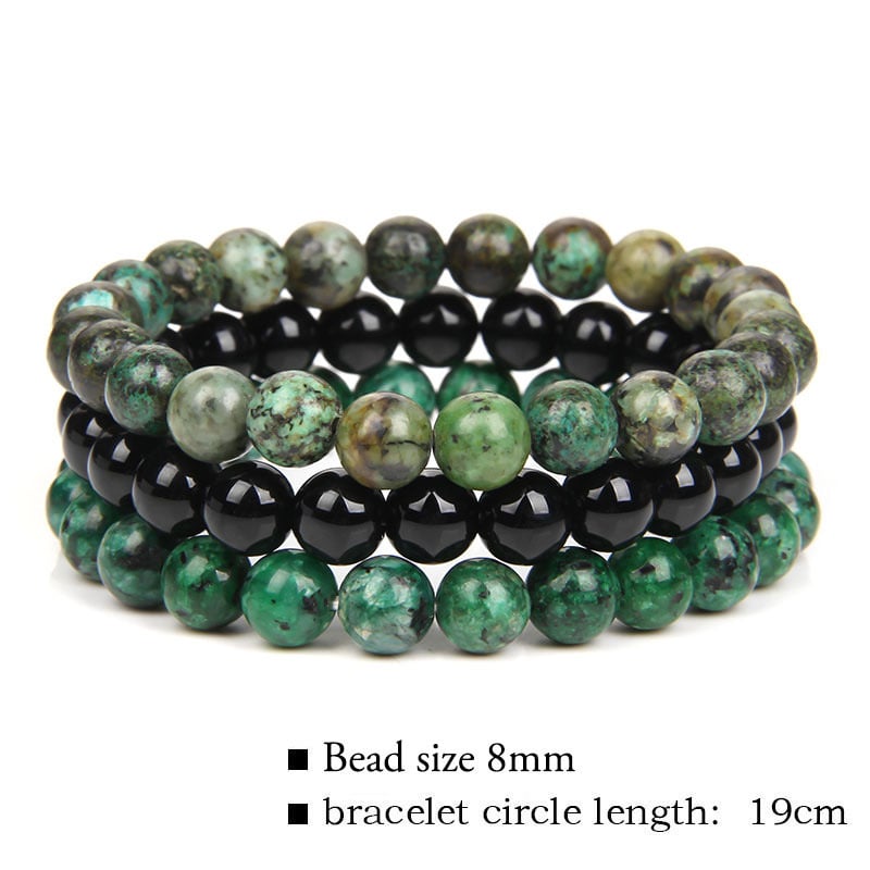 šTriple Crystal Bracelet Set ā 8mm Tigerās Eye, Obsidian, Amethyst, Apatite, Rose Quartz & Hematite