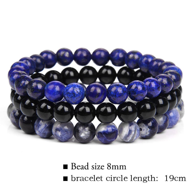 šTriple Crystal Bracelet Set ā 8mm Tigerās Eye, Obsidian, Amethyst, Apatite, Rose Quartz & Hematite