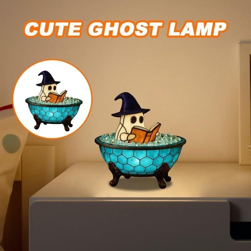 3D Physical Ghost Bubble Bath Lamp, Halloween Ghost Night Light, Cute LED Lamp for Bathroom Decor