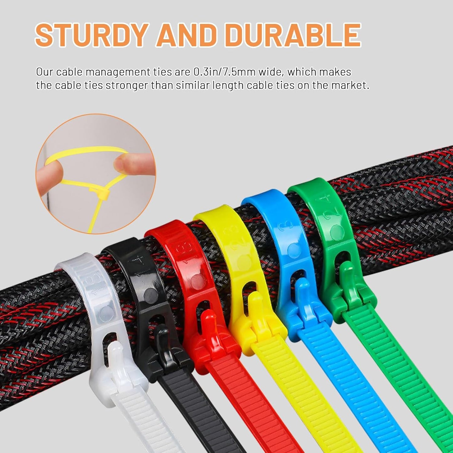 100PCS Colored Reusable Zip Ties