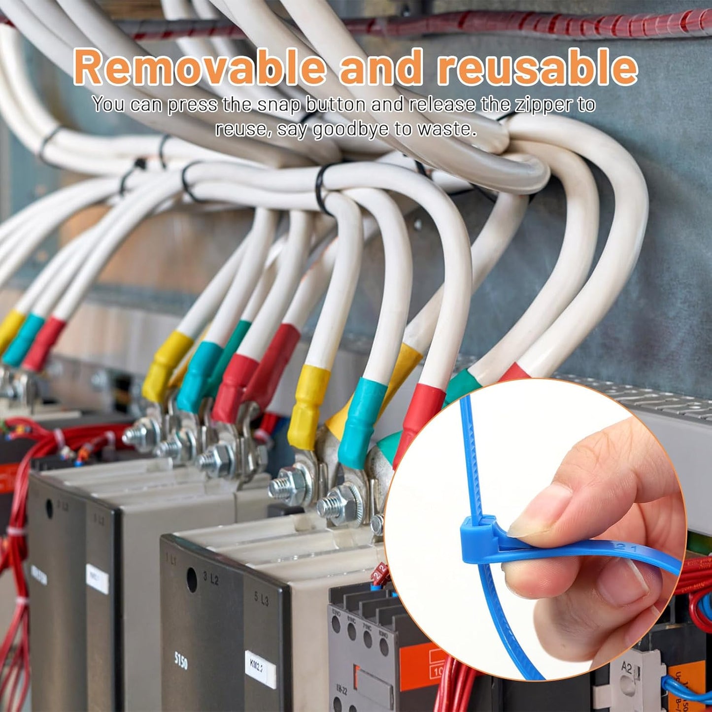 100PCS Colored Reusable Zip Ties