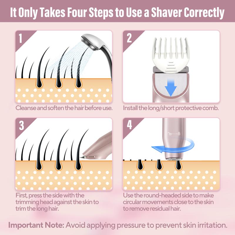 🩱Akunbem Bikini Trimmer for Women, Electric Shaver and Razor Rechargeable 2-in-1 Body and Facial Epilator