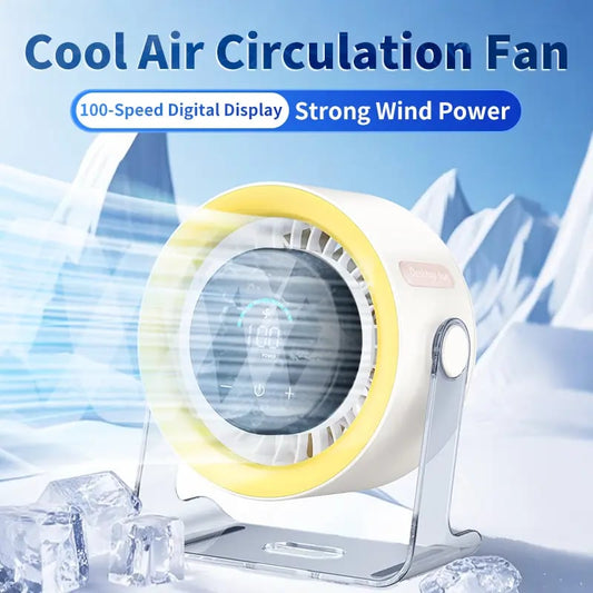Coolhill fan Desktop Fan, Turbo Table Fan for office, 100-Speed Digital Display, Low Noise,Rechargeable Battery