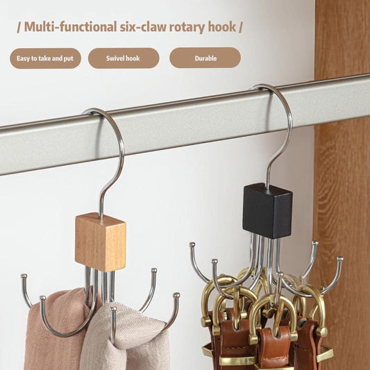 🏆Flash Sale⚡ 50K+ SOLD! Almo360° Rotating 6-Claw Multi-Function Hook – Space-Saving Hanger for Clothes, Hats, Scarves, Belts & More
