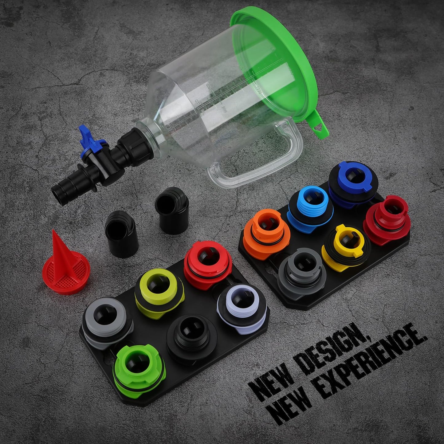 🔥47% OFF - 17-Piece Engine Oil Funnel Set, 1.36 qt Automotive Oil Funnel Kit with 12 Adapters