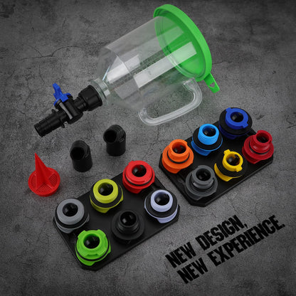 🔥47% OFF - 17-Piece Engine Oil Funnel Set, 1.36 qt Automotive Oil Funnel Kit with 12 Adapters