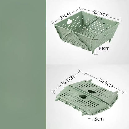 Foldable Multi-Functional Draining Storage Basket – Space-Saving, Heat-Resistant, Dual-Size