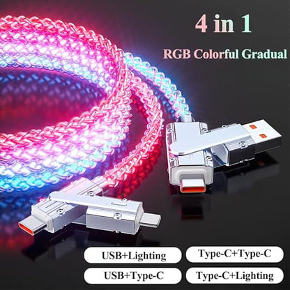 Hot Sale 49% OFF⚡4-in-1 Fast Charging Cable with RGB Glow