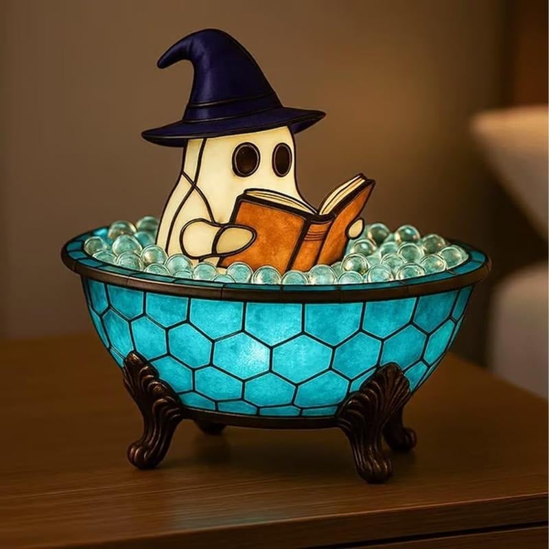 3D Physical Ghost Bubble Bath Lamp, Halloween Ghost Night Light, Cute LED Lamp for Bathroom Decor