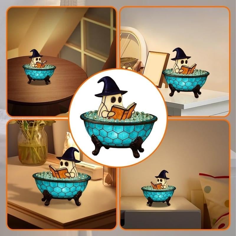 3D Physical Ghost Bubble Bath Lamp, Halloween Ghost Night Light, Cute LED Lamp for Bathroom Decor