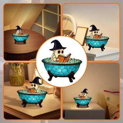 3D Physical Ghost Bubble Bath Lamp, Halloween Ghost Night Light, Cute LED Lamp for Bathroom Decor