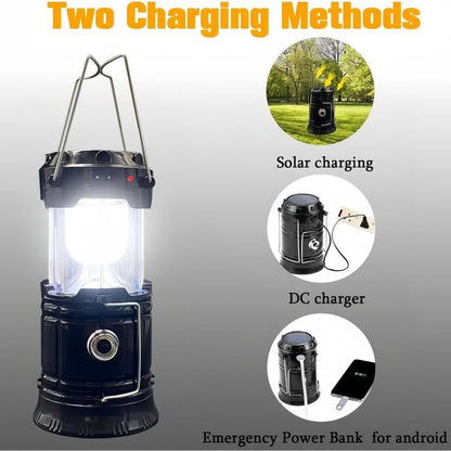 Collapsible Portable LED Camping Lantern Lightweight Waterproof Solar USB Rechargeable Flashlight