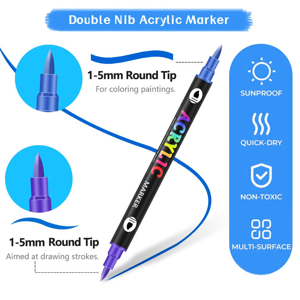 🔥Last Day Promotion-49% OFF - Dual Tip Acrylic Paint Pen Marker - 24/48/72/120 Colours