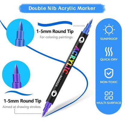 🔥Last Day Promotion-49% OFF - Dual Tip Acrylic Paint Pen Marker - 24/48/72/120 Colours