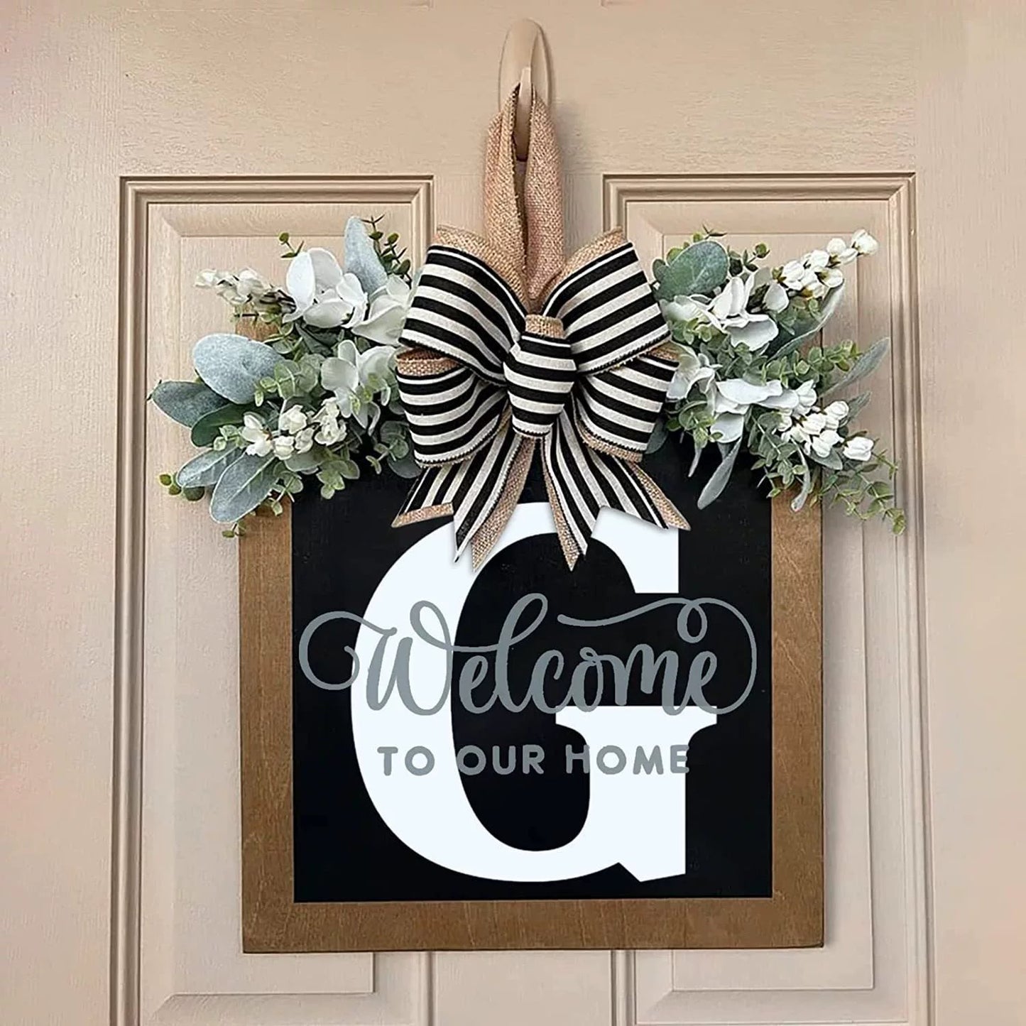 Letter & Leaf Design Door Hanger