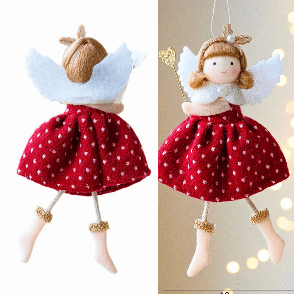 Handmade Angel with Round Hat & Handmade Angel with Checkered Skirt