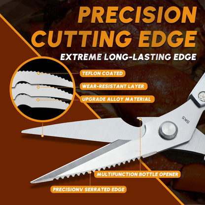 🥩All-Purpose Stainless Steel Kitchen Scissors – Heavy Duty Cooking Shears for Meat, Poultry, and More
