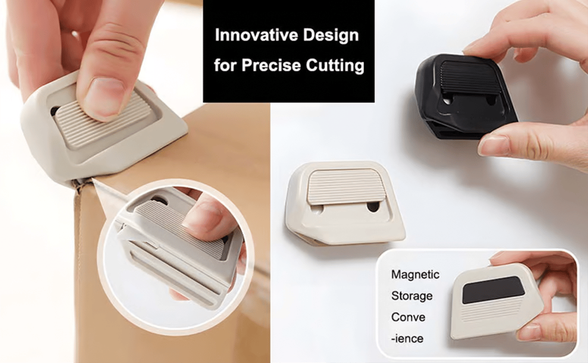 💥Magnetic Retractable Box Cutter - Safety Lock Utility Knife with Built-in Magnet for Easy Storage & Quick Access