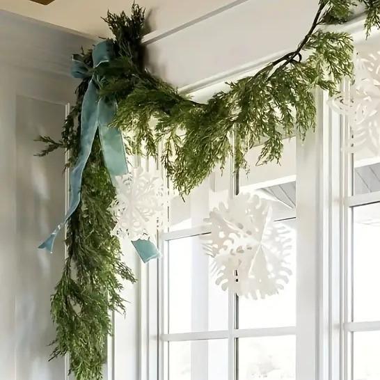 🌲Artificial Cedar Garland with Pine Cones