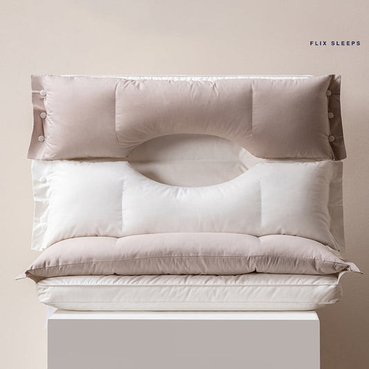 Flixsleeps Cotton Neck Pillow Sleeping Pillow Double-layer Removable Pillow Core