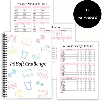 🔥75 Day Goal Challenge Planner Notebook