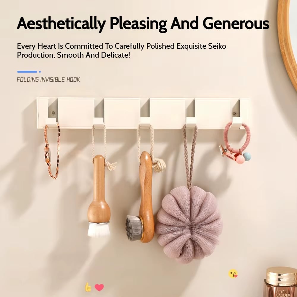 🔥2025 New Arrival👍🏻Folding Hideaway Towel Hanger Hooks Wall Mounted
