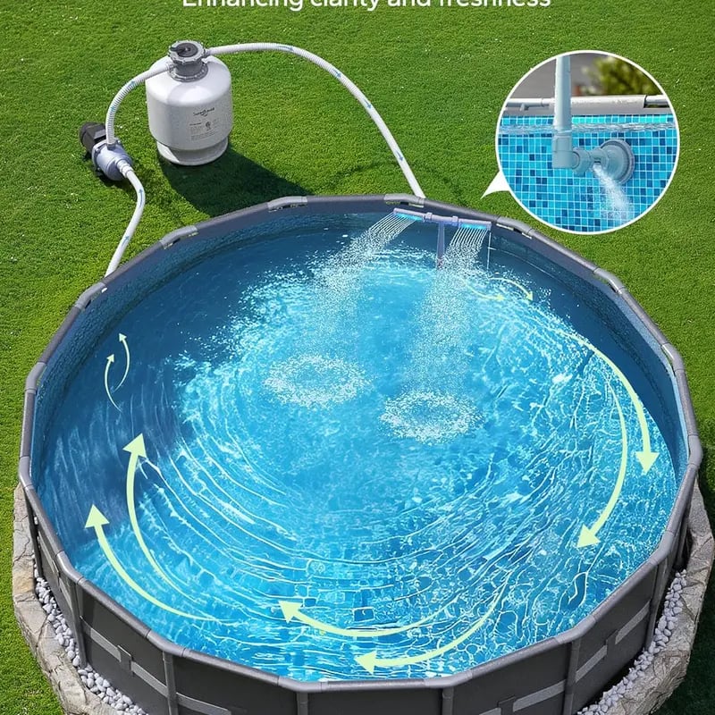 Solar Pool Fountain with Lights Dual Arc - Above/Inground Pool Fountain Lights with Remote Control