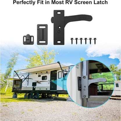 🚗Aluminum RV Screen Door Handle Replacement Latch Kit