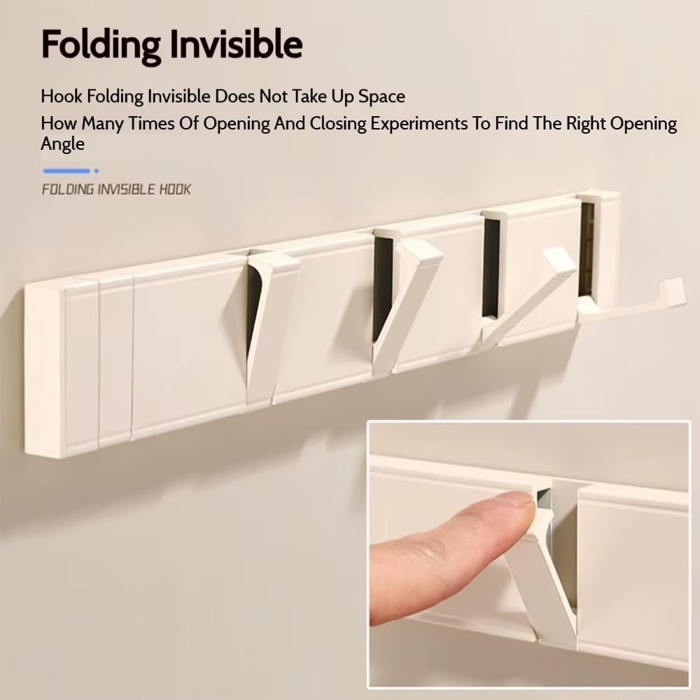 🔥2025 New Arrival👍🏻Folding Hideaway Towel Hanger Hooks Wall Mounted