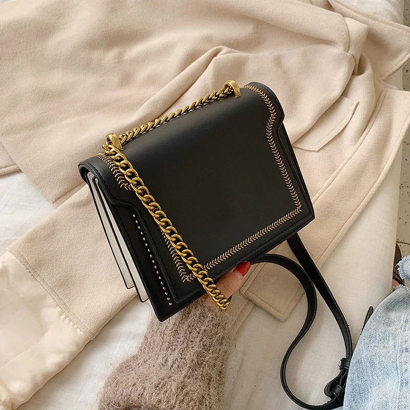 Retro Shoulder Mini Square Bag with Chain Strap