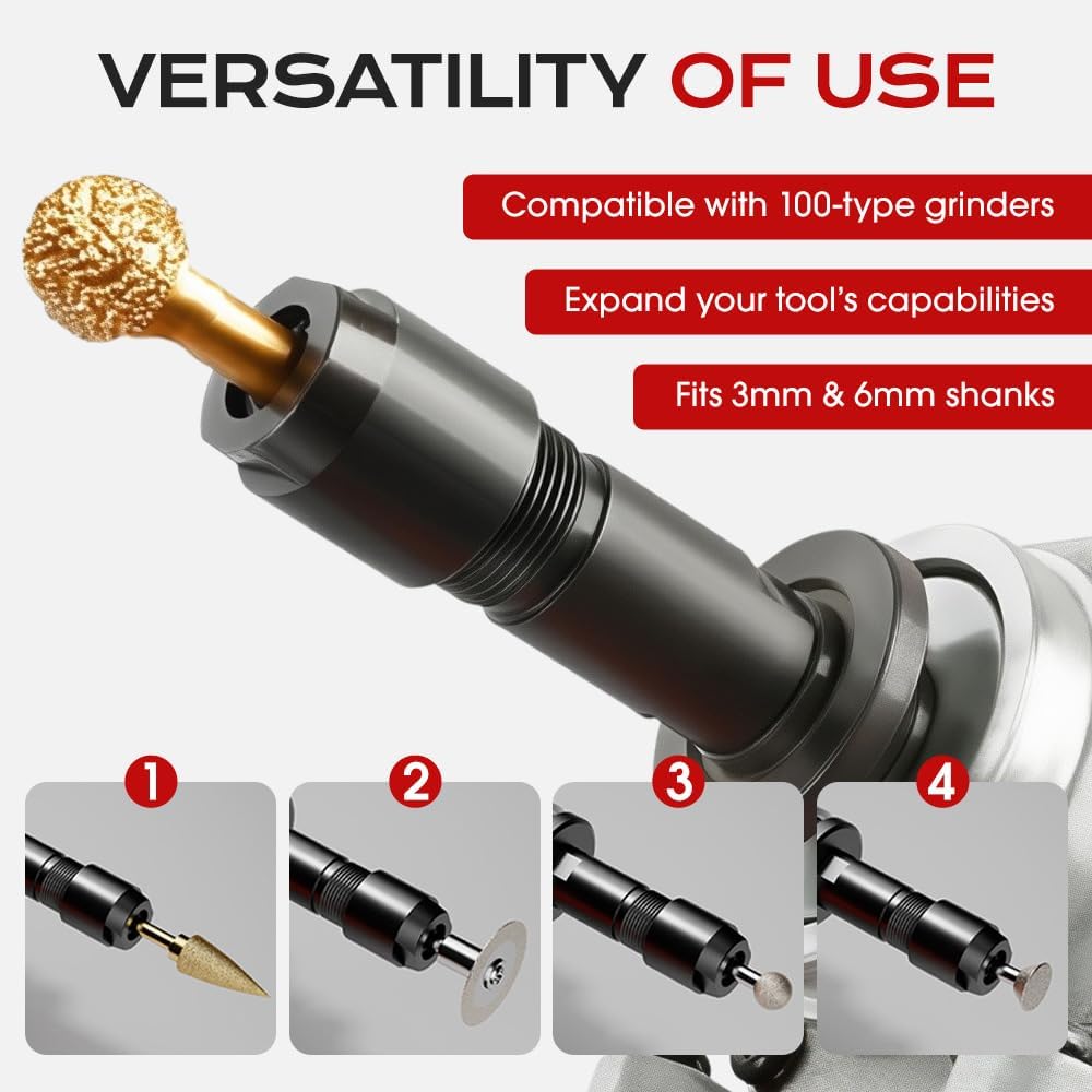 🔥3MM & 6MM (1/8" & 1/4") Angle Grinder to Straight Grinder Adapter