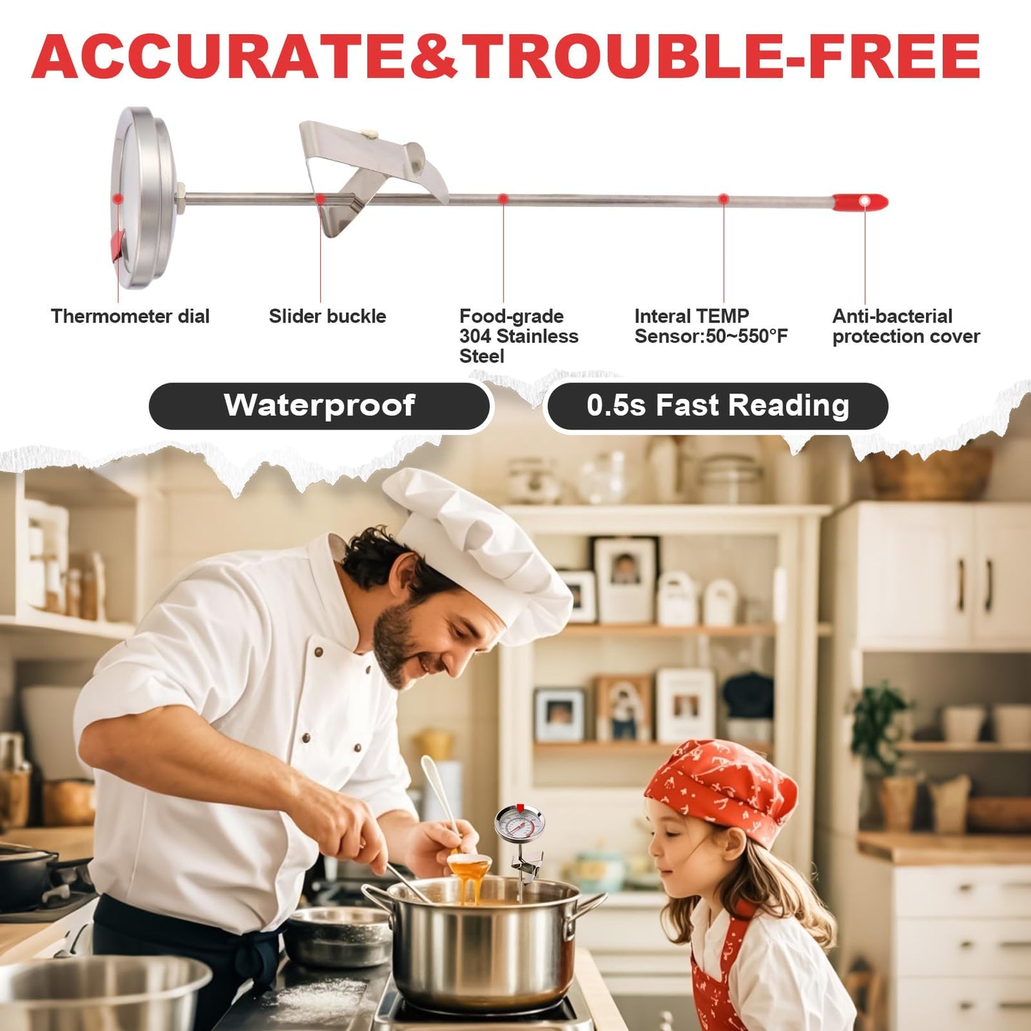 🥘🔥 Deep Fry Thermometer with Pot Clip