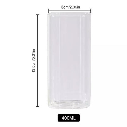 4 Pack Glass Cups with Lids and Straws 13oz Square Glasses Drinking Set