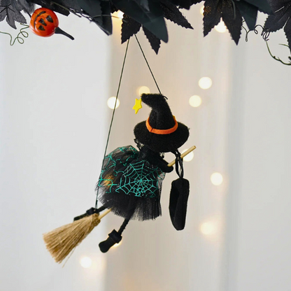 Broomstick Spiderweb Halloween Witch Angels