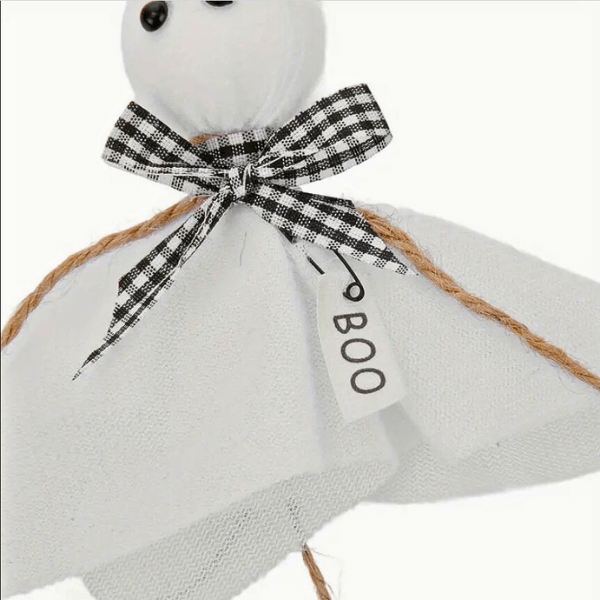Ghostly Farmhouse Hanging Ornaments – Black & White Bow Style