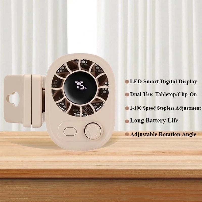 ❄️2025 New Car Clip Fan with LED Display[360° Rotatable 100 Speed Wind 12V USB Rechargeable 1800mAh  Low Noise Mini Fan Clamp Anywhere]