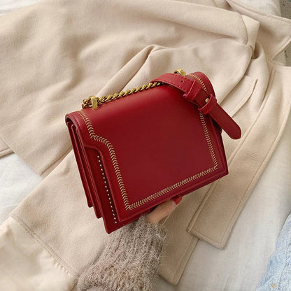 Retro Shoulder Mini Square Bag with Chain Strap