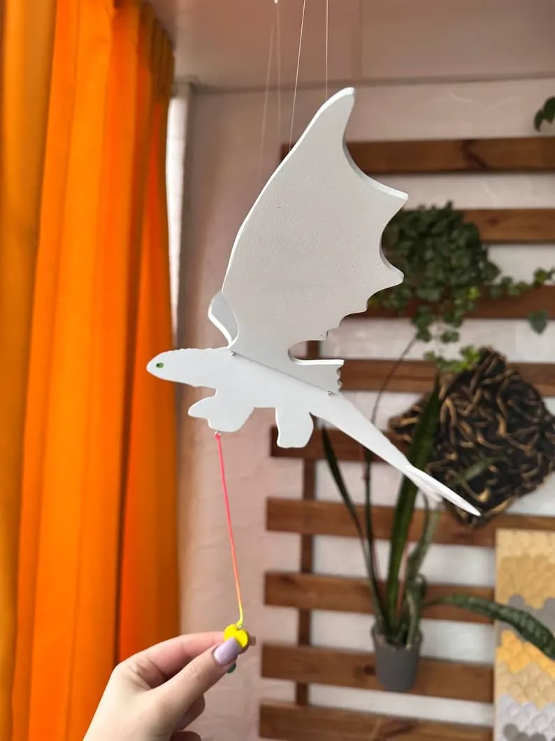 Handmade Flying Wooden Toothless Dragon Hanging Decor