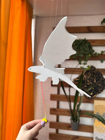 Handmade Flying Wooden Toothless Dragon Hanging Decor