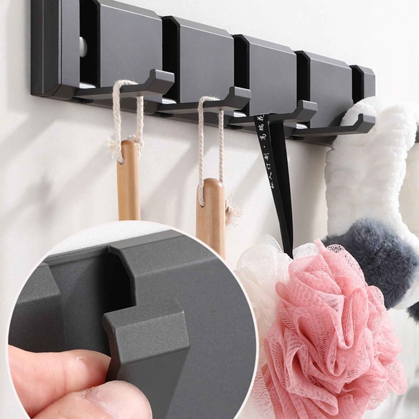 🔥2025 New Arrival👍🏻Folding Hideaway Towel Hanger Hooks Wall Mounted