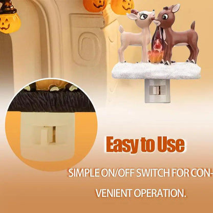 🔥Christmas Sale-3D Snowman Campfire Night Light,Christmas Eve Campfire Flickering Night Light
