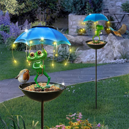 🏆Flash Sale⚡ 50K+ SOLD! Almost Gone-💥Solar-Powered LED Animal Umbrella Light with Bird Feeder(Frog/Bee/Flamingo)
